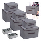 Cajas Organizadoras De Tela Plegables Cesto Con Tapas,8 Pzs