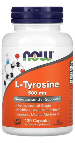 Now Foods L-tirosina 500mg 120 Cápsulas Importado Eua/usa