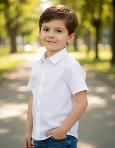 Camisa Social Infantil Branca Lisa Menino Criança Luxo Botão | MercadoLivre