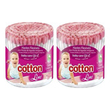 Combo 2 Potes De Hastes Flexíveis Rosa Cotton Line 150un Cd