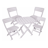 Conjunto Para Jardim Jogo Mesa E Cadeiras Brancas Dobrável