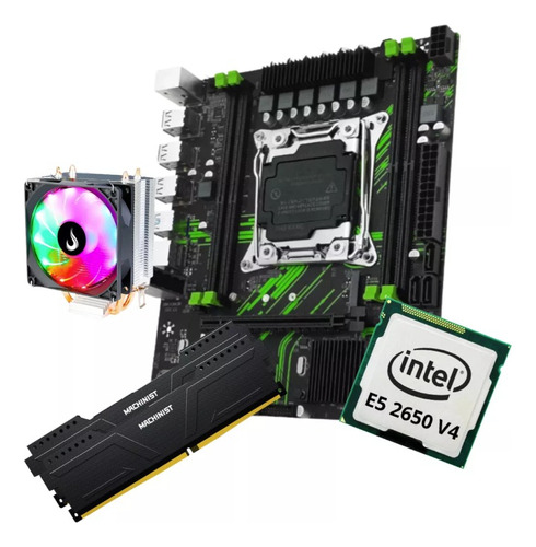 Kit Gamer Placa Mãe X99 Bk Green Intel Xeon E5 2650 V4 32gb