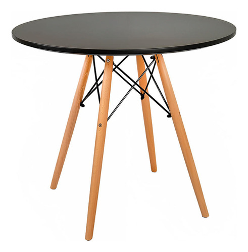 Mesa Eames Redonda 80 Cm Mdf Negra