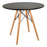 Mesa Eames Redonda 80 Cm Mdf Negra