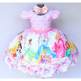 Vestido Infantil Temático Luxo Princesas + Cora Brinde