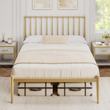 Amyove Q Base De Cama, Queen, Dorado + Metal