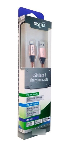 Cable Nisuta Nscameip Para iPhone Malla De Metal 