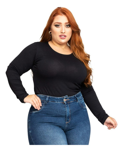 Blusa Plus Size Feminina Segunda Pele Manga Longa