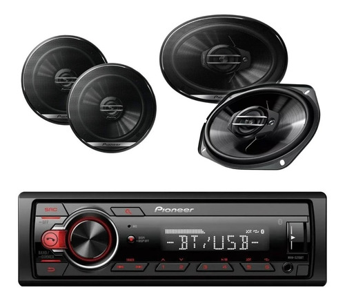 Paquete Pioneer Autoestereo Mvh-s215bt + 4 Bocinas Msi