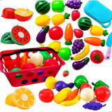 Brinquedo Unotoys Comidinha Cozinha Cortar Frutas Legume  25pçs Cor Colorido