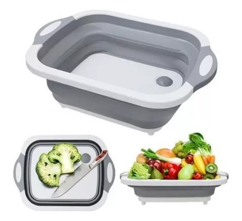 Escurridor Plegable Silicona Bacha Cocina Vegetales C/tapon