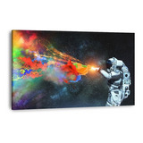 Cuadro Moderno Astronauta Colors Splash En Canvas Con Marco