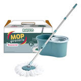 Mop Giratório Limpeza Casa Cozinha Banheiro 8l Esfregão Inox Cor Verde