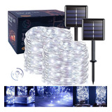 Tira Led Decorativa Luces Led Navideñas Solar Exterior 20 M Color De La Luz Blanco Frío