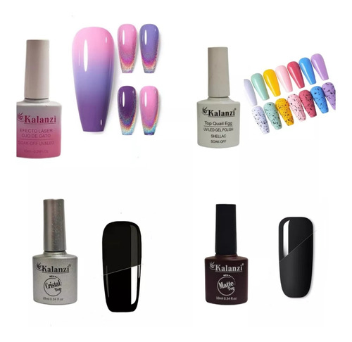 Kalanzi Top Coat, Mate, Cristal, Base, Bond, Removedor