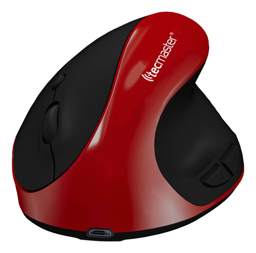 Tecmaster Mouse Ergonomico Inalambrico Tm-100545 Color Negro/rojo