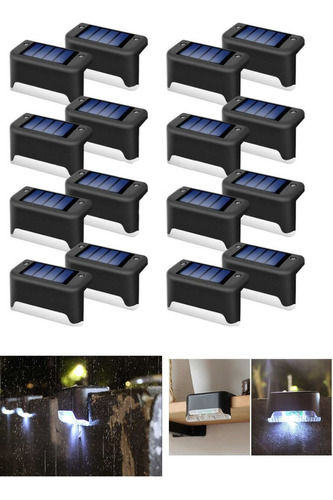 X16 Pack Luz Led Lampara Solar Balcon Escalera Pared Jardin