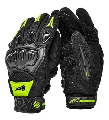 Guantes Para Moto Kov Delta Negro C/ Amarillo Limpiador Mica