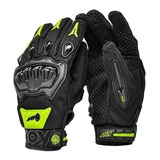 Guantes Para Moto Kov Delta Negro C/ Amarillo Limpiador Mica