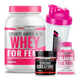 Combo Feminino 1 Whey + 1 Colágeno + 1 Creatina + Brinde