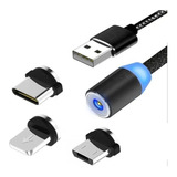 Cable Magnético Usb Micro Usb V8 + Tipo C + Compatible Iphon