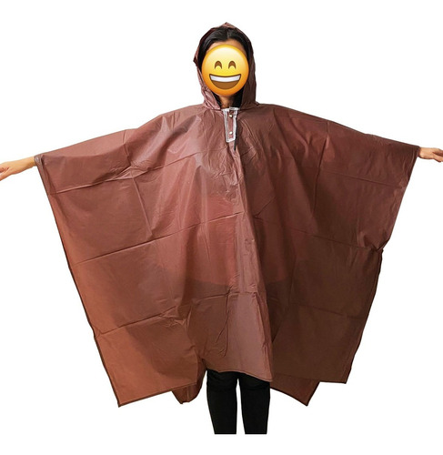 Impermeable Poncho Grueso Cafe Resistente Reutilizable