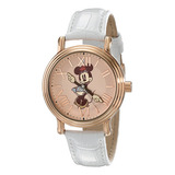 Reloj Mujer Disney W001857 Cuarzo Pulso Blanco En Cuero