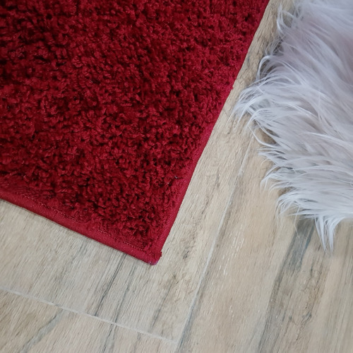 Alfombra Living De Pelo Largo Shaggy Fluff 1.00 X 1.50 Roja 