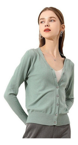 Sueter Mujer Moda Sweater Dama Abierto Botones Abrigo Ligero