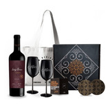 Box Set Vino Luigi Bosca Sangre Malbec 2 Copas Negras Kit