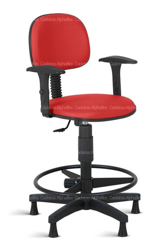 Cadeira Caixa Alta Balcao Secretaria C/ Braco Rce Vermelho