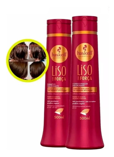 Haskell Liso Com Força 500ml Shampoo E Condicionador Sem Sal