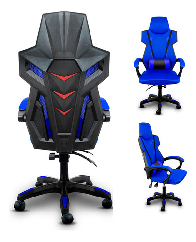 Cadeira Gamer Mesh Ergonômica Para Escritório Design Moderno Cor Azul