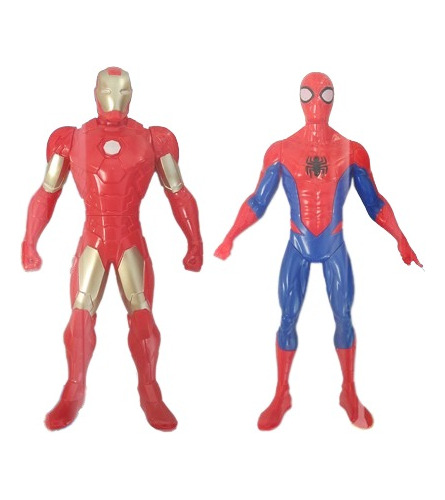 Set X2 Muñeco Articulado Ironman Spiderman America 24cm Niño