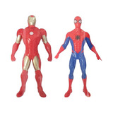 Set X2 Muñeco Articulado Ironman Spiderman America 24cm Niño