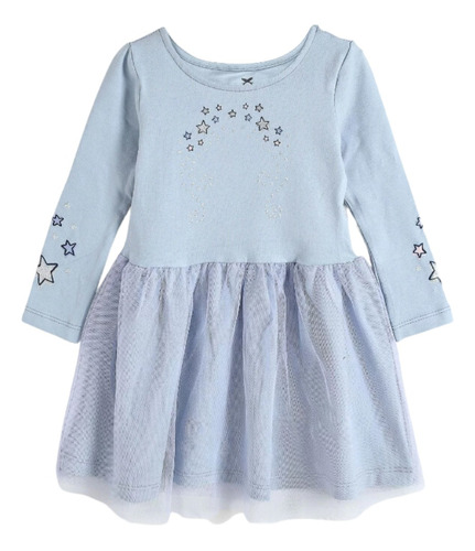 Camisola Manga Longa Infantil Com Tule Azul Celeste Hering