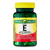 Vitamina E 400 (180 Mg) 100 Softgels Spring Valley Sabor Sin Sabor