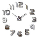 Exclusivo Reloj 3d De Pared Gigante Plateado En Madera