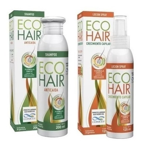 Eco Hair Loción Shampoo Kit Set Caída Capilar Crecimiento 