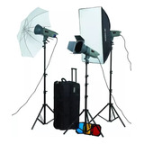 Kit 3 Flash Estudio 300w Visico Softbox Barndoor Bolso