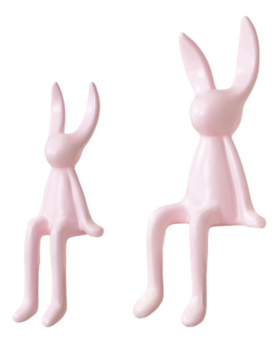 Conjunto De 2 Figuras De Conejo Sentado En Cerámica, Adorno
