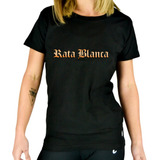 Remera Mujer Negra Personalizada Rata Blanca