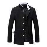 Chaqueta Tipo Túnica Negra Para Hombre, Uniforme Escolar, Un