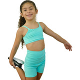 Conjunto Infantil Fitness Feminino Top E Short De Poliamida