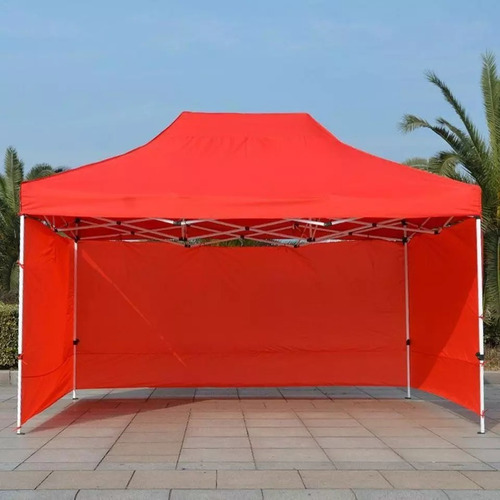 Toldo Plegable Automatico 3x6  Con Paredes Laterales  Rojo