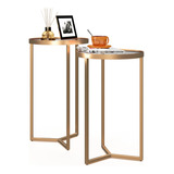 Conjunto Mesa Lateral Liz - Dourada Tampo Espelhado