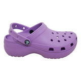 Crocs Clásica Plataforma Clog Lila Dama Deporfan 