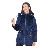 Jaqueta Feminina Parka Veludo Forrada Sobretudo Moda Inverno