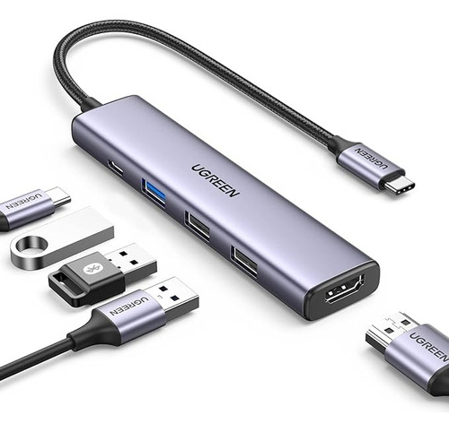 Adaptador Usb-c Hub 5 En 1, 1 Hdmi 4k, 3 Usb, 1 Type-c 100w