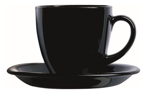 Taza Y Plato Carine Negra 150 Ml Luminarc